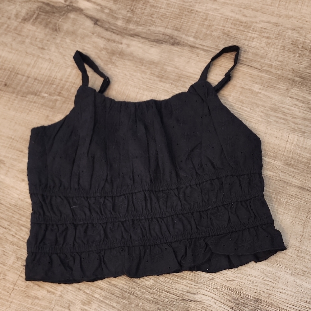 Art Class Black Smocked Crop Camisole